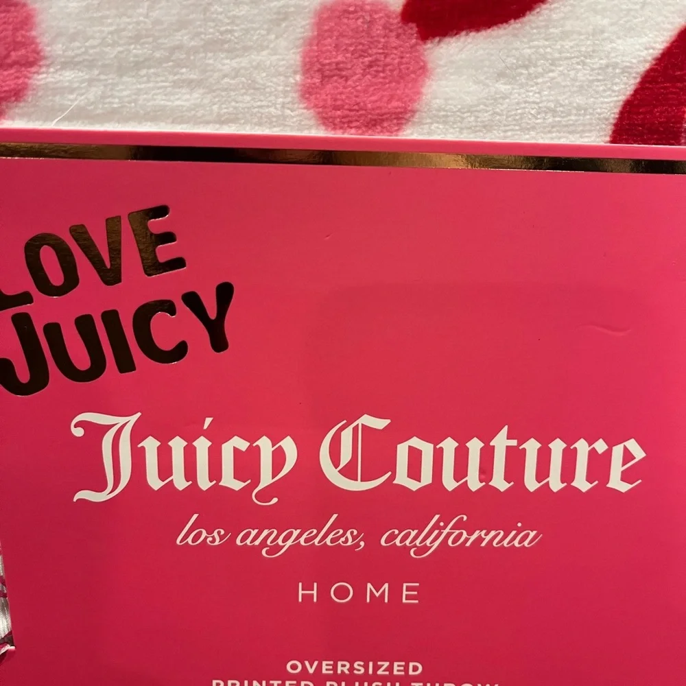 Juicy Couture Pink and White Plush Blanket Throw Christmas Santa Hat